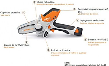 Seghetto Stihl Gta26 a batteria agli Ioni di Litio